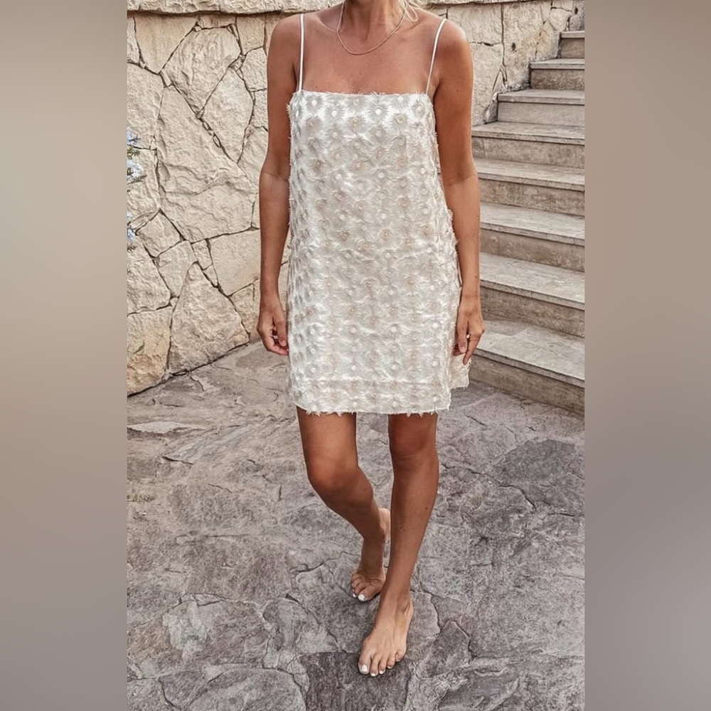 Chic Cream Textured Mini Dress